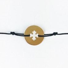 Bracelet cordon bébé médaille Signes Croix Occitane 16 mm (or jaune 750°)  par Maison La Couronne
