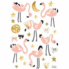 Stickers A3 flamants roses Flamingo by Lucie Bellion (29,7 x 42 cm)