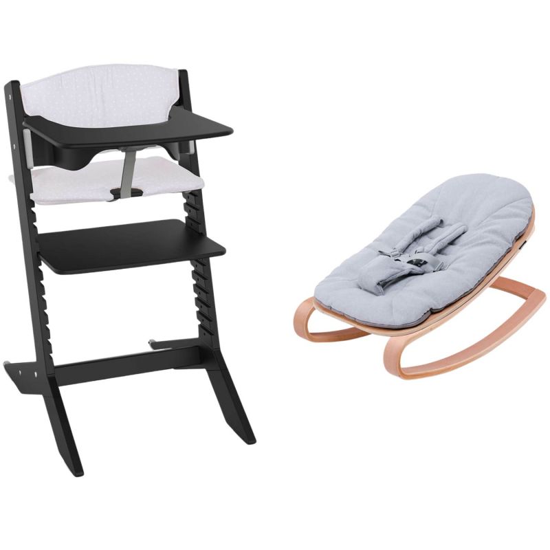 Chaise haute évolutive Nala Noir avec set nouveau-né, tablette et coussin Geuther Produit 1