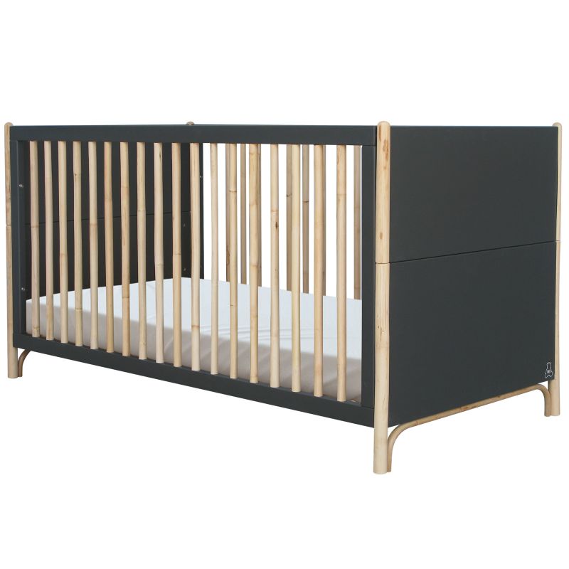 Pack duo lit bébé évolutif et côtés de lit Océane gris ardoise (70 x 140 cm) Théo