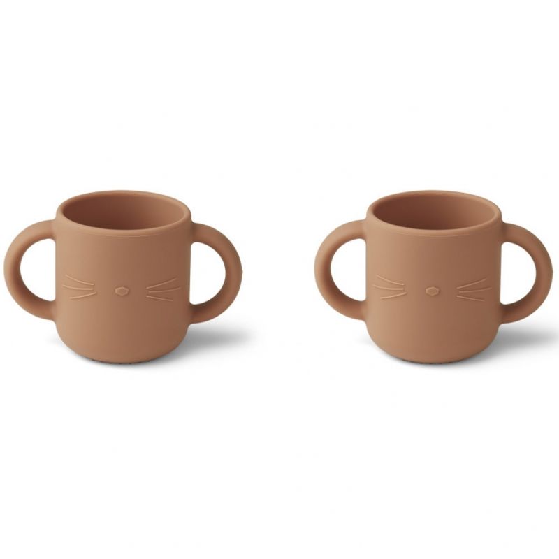 Lot de 2 tasses à anses en silicone Gene Chat tuscany rose Liewood