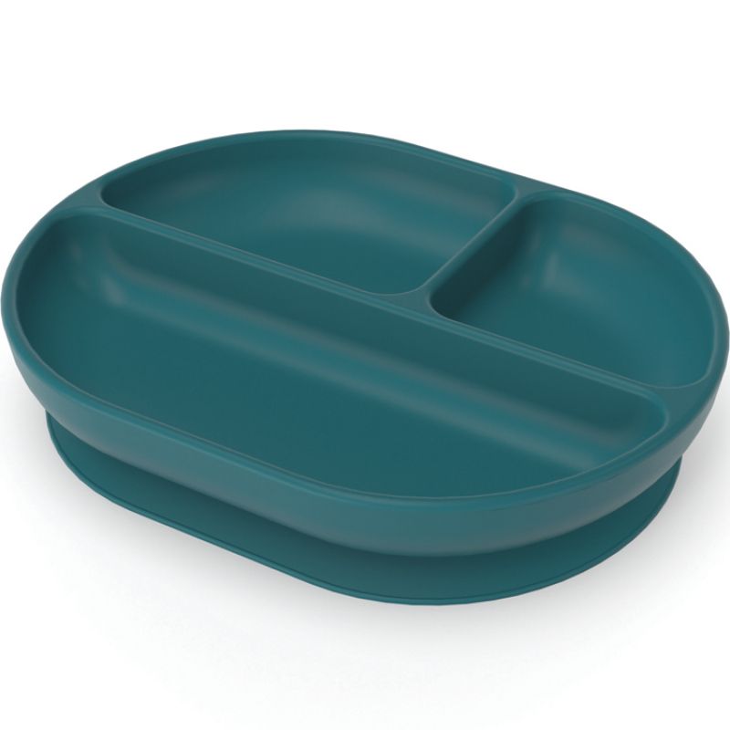 Assiette à compartiments à ventouse en silicone blue abyss EKOBO