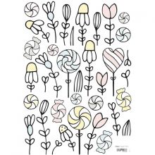 Planche de stickers A3 de fleurs et bonbons  par Lilipinso
