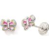 Boucles d'oreilles Easy Viss Papillon multicolore (argent 925) - Baby bijoux