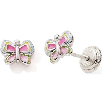 Boucles d'oreilles Easy Viss Papillon multicolore (argent 925)  par Baby bijoux