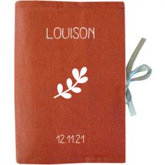 Protège carnet de santé en lin Terracotta (personnalisable) - Les Griottes