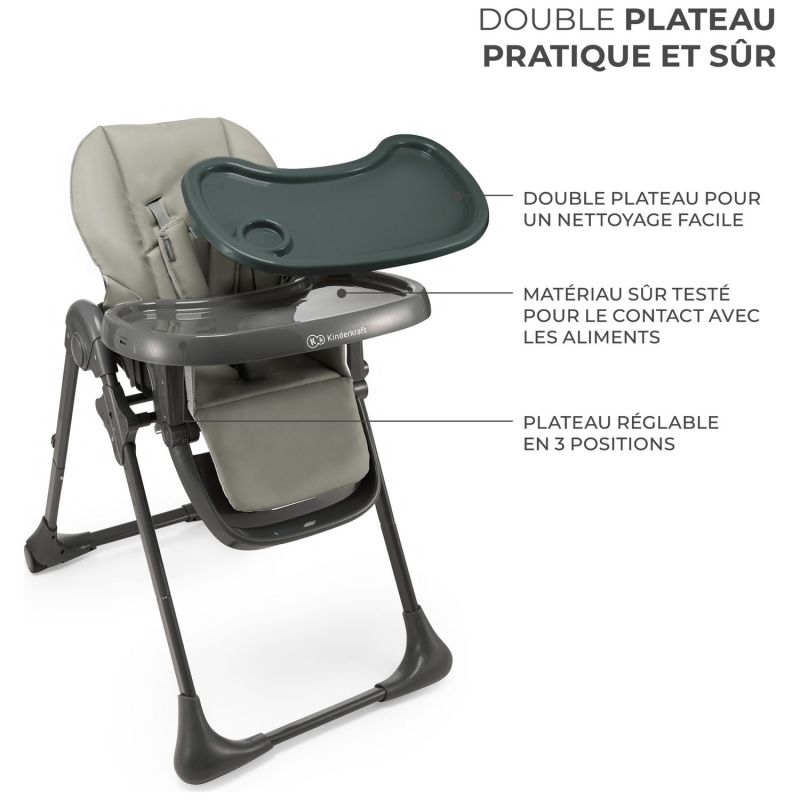 Chaise haute 2 en 1 Tummie Grey - Reconditionné Kinderkraft Produit 4