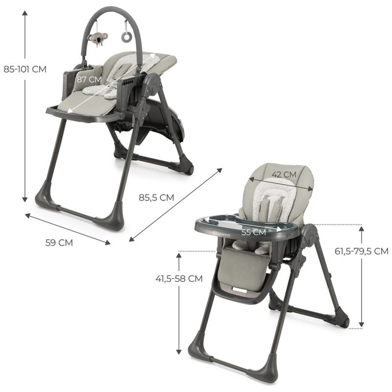 Chaise haute 2 en 1 Tummie Grey - Reconditionné Kinderkraft Produit 9