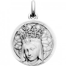 Médaille Vierge Couronnée  (or blanc 750°)  par Becker