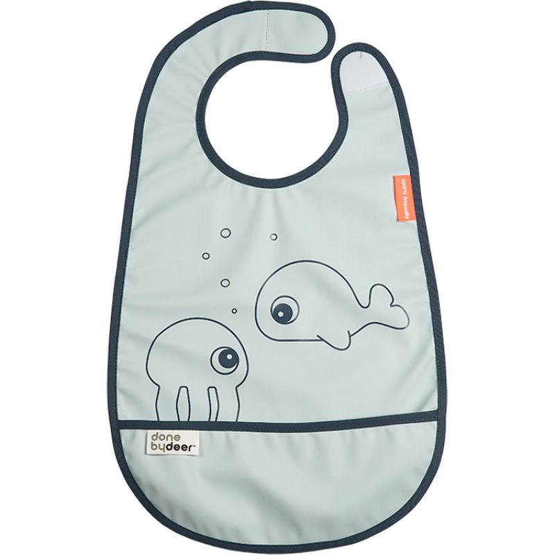 Bavoir imperméable à velcro Sea Friends bleu Done by Deer