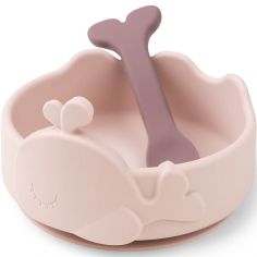 Bol ventouse et cuillère silicone Wally rose - Done by Deer