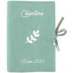 Protège carnet de santé vert d'eau (personnalisable) - Les Griottes