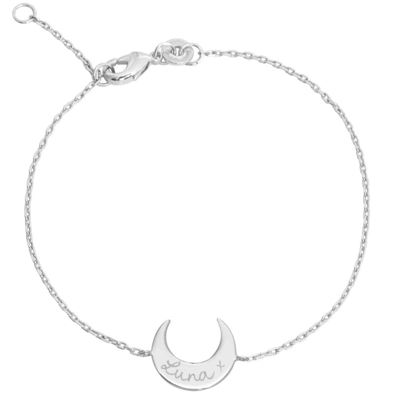 Bracelet Lune personnalisable (argent 925°) Merci Maman