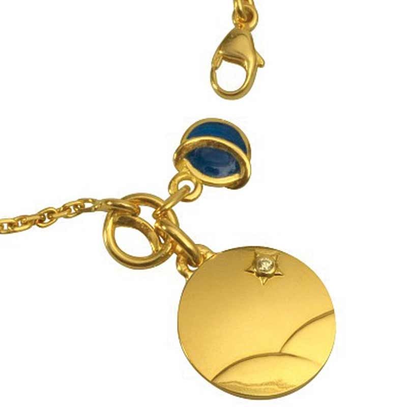 Bracelet Petit Prince dans le désert et planète bleue (or jaune, diamant et émail) Monnaie de Paris