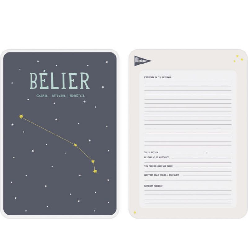 Affiche signe astrologique Bélier (21,4 x 32,5 cm) Milestone