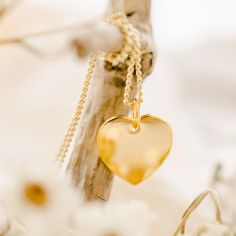 Collier médaille Coeur Tendresse personnalisable (or jaune 18 carats) - Pleine Lune