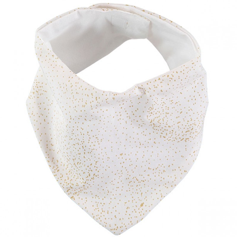 Bavoir bandana Lucky coton bio Gold bubble White Nobodinoz