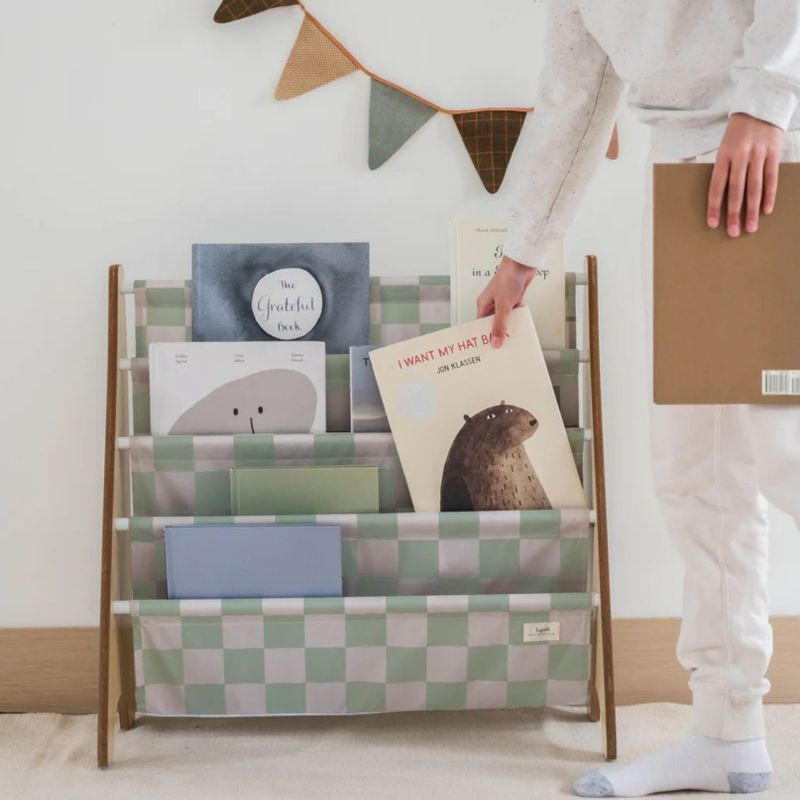 Bibliothèque en tissu recyclé Damier Vert 3 sprouts Ambiance 2