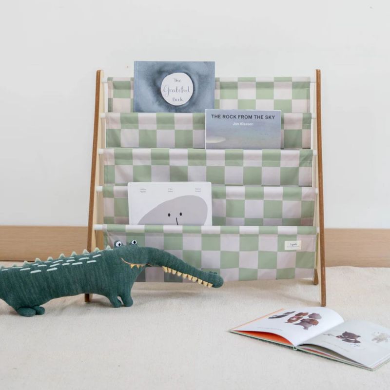 Bibliothèque en tissu recyclé Damier Vert 3 sprouts Ambiance 4