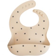 Bavoir à poche en silicone Black daisy - Mushie