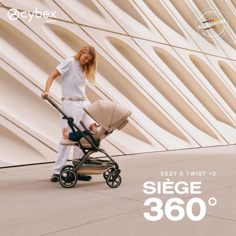 Poussette Compacte et Rotative Eezy S Twist+2 Châssis Taupe et Siège Almond Beige Cybex Ambiance 5