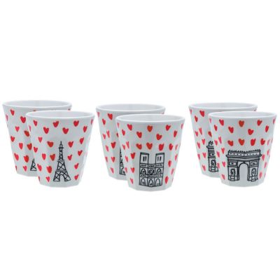 Lot de 6 gobelets paris picto cœurs Petit Jour Paris