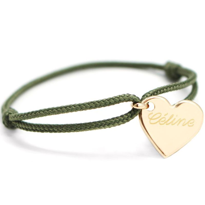 Bracelet cordon maman Kids coeur (plaqué or jaune) Petits trésors