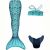 Variation Turquoise du produit Ensemble 3 pièces queue de sirène turquoise (taille S - 10 ans) de la marque Kuaki Mermaids