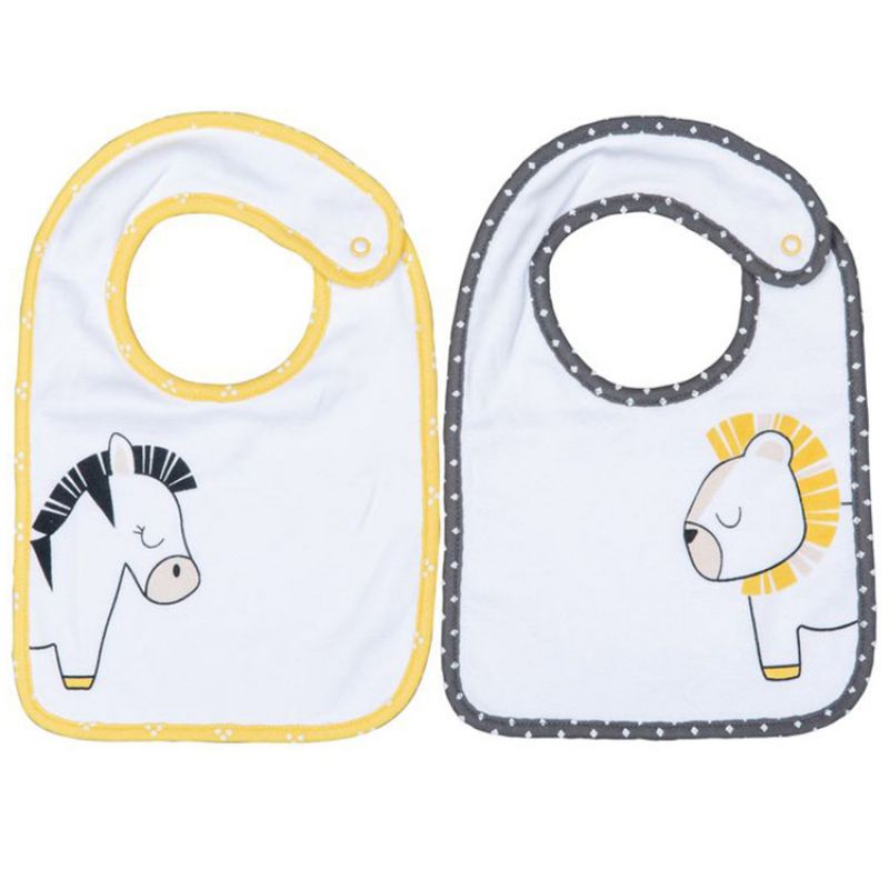 Lot de 2 bavoirs à pression Pluche et Pompon Sauthon