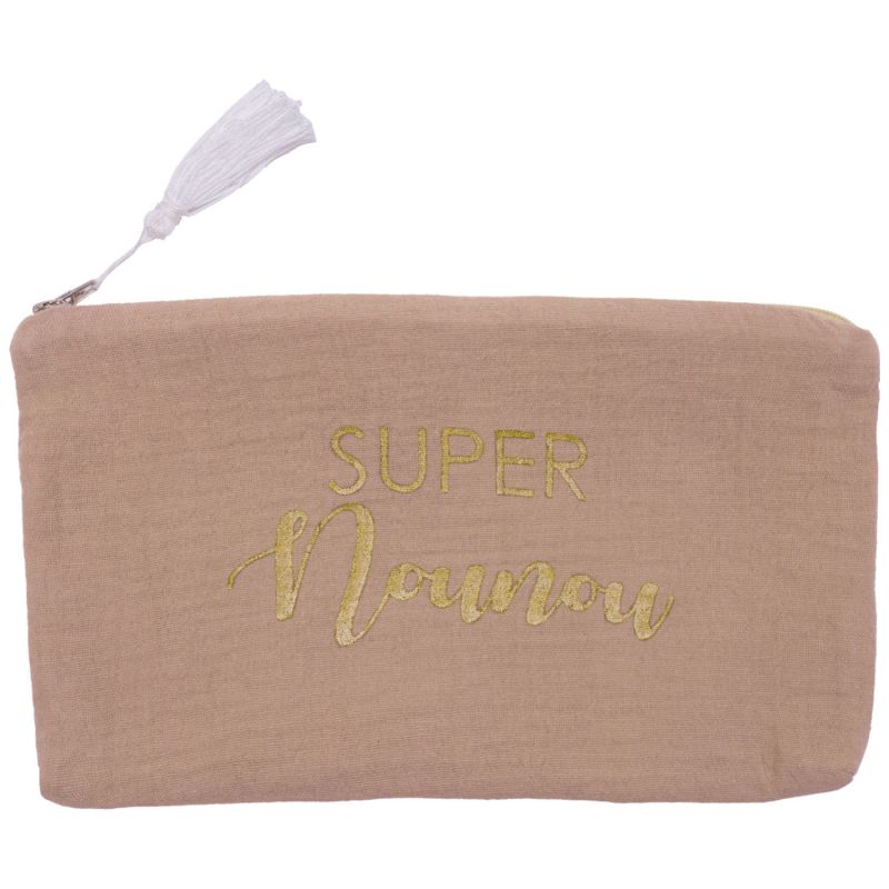Trousse cadeau zippée Super Nounou gaze de coton Mocha BB & Co Produit 1