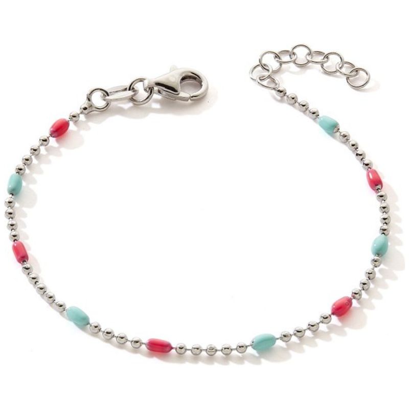 Bracelet ovale laqué Turquoise-Fushia (argent 925) Baby bijoux Produit 1