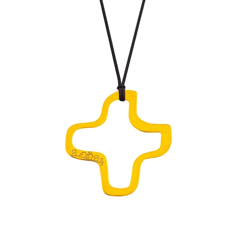 Collier cordon bijou croix évidée (or jaune 18 carats) Maison La Couronne