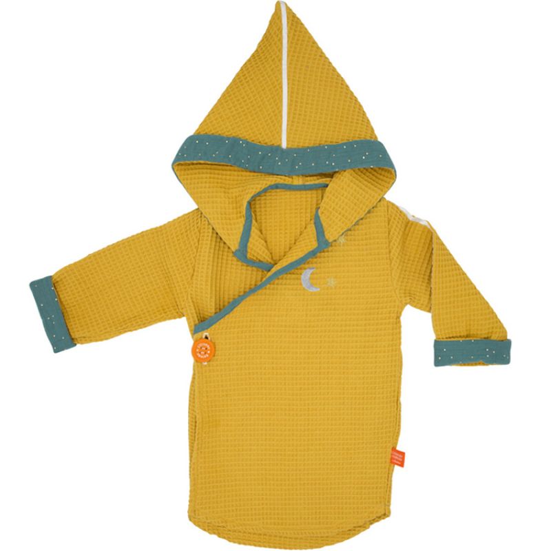 Peignoir kimono en nid d'abeille Moutarde personnalisable (2-4 ans) L'oiseau bateau