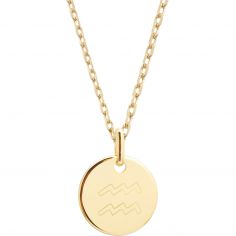 Collier chaîne médaille Verseau personnalisable (plaqué or) - Petits trésors
