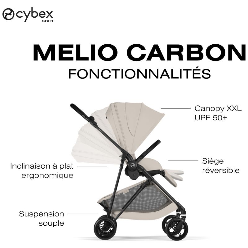 Poussette Citadine Ultra Légère Melio Carbon 2026 Dune Grey Cybex Produit 3