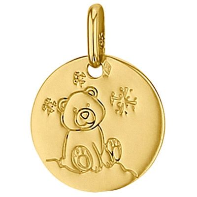 médaille ronde ourson 14 mm (or jaune 750°)
