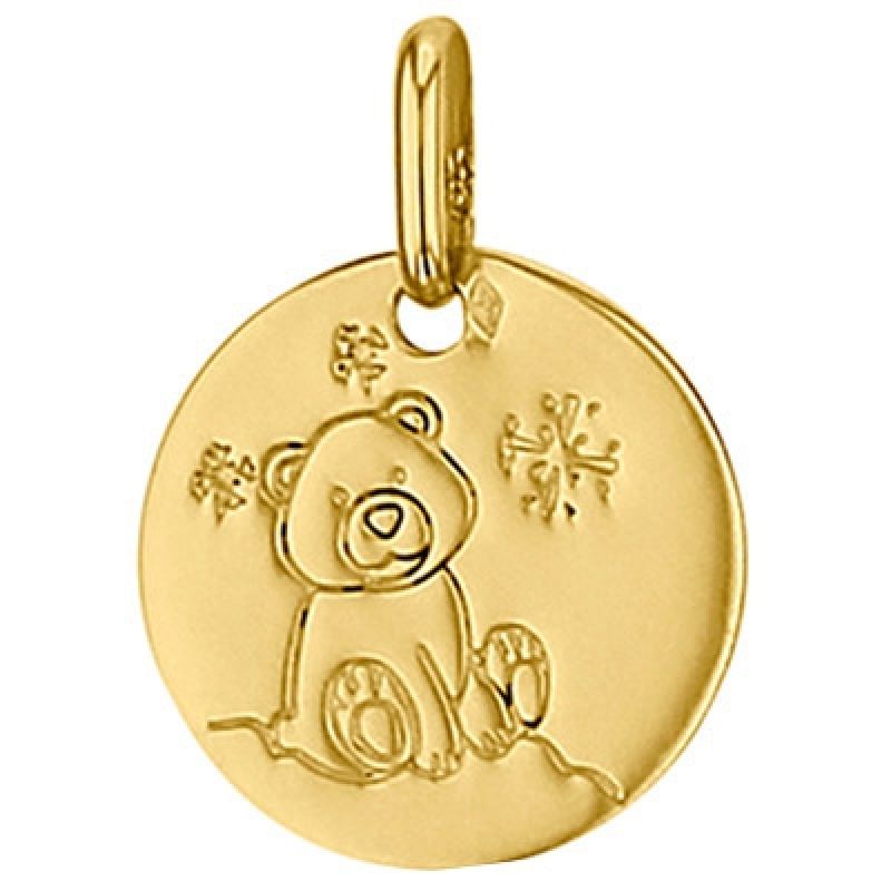 Médaille ronde Ourson 14 mm (or jaune 750°) Premiers Bijoux