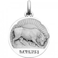Médaille signe Taureau (or blanc 750°)  par Becker