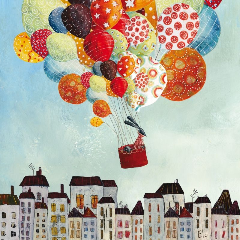 Tableau Ballons in volo by Manuela Magni (30 x 30 cm) Lilipinso
