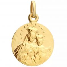 Pendentif médaille Vierge Mont Carmel personnalisable (plaqué or)