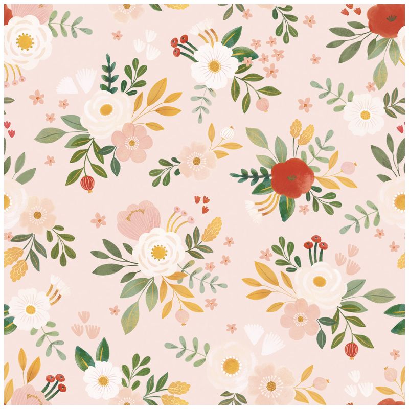 Papier peint Alysse floral rose (50 cm x 10m)  Lilipinso