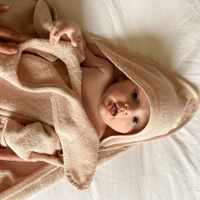 Cape de bain tablier XXL parent et bébé rose