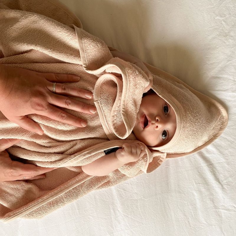 Cape de bain tablier XXL parent et bébé rose Candide Ambiance 8