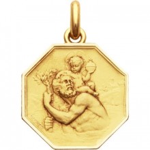 Médaille Saint Christophe octogonale (or jaune 750°)  par Becker