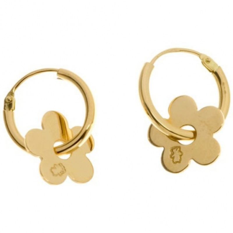Boucles d'oreilles mini créoles marguerite 12 mm (or jaune 750°) Loupidou