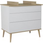 Commode à langer 3 tiroirs Flow White/Oak