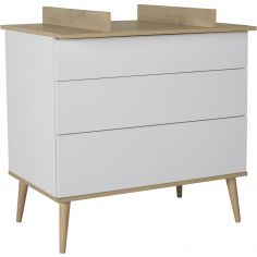 Commode à langer 3 tiroirs Flow White-Oak - Quax