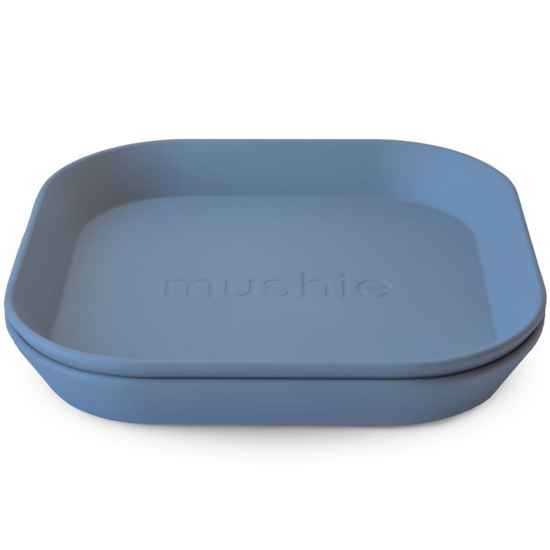 Lot de 2 assiettes carrées Twilight Blue Mushie Produit 1