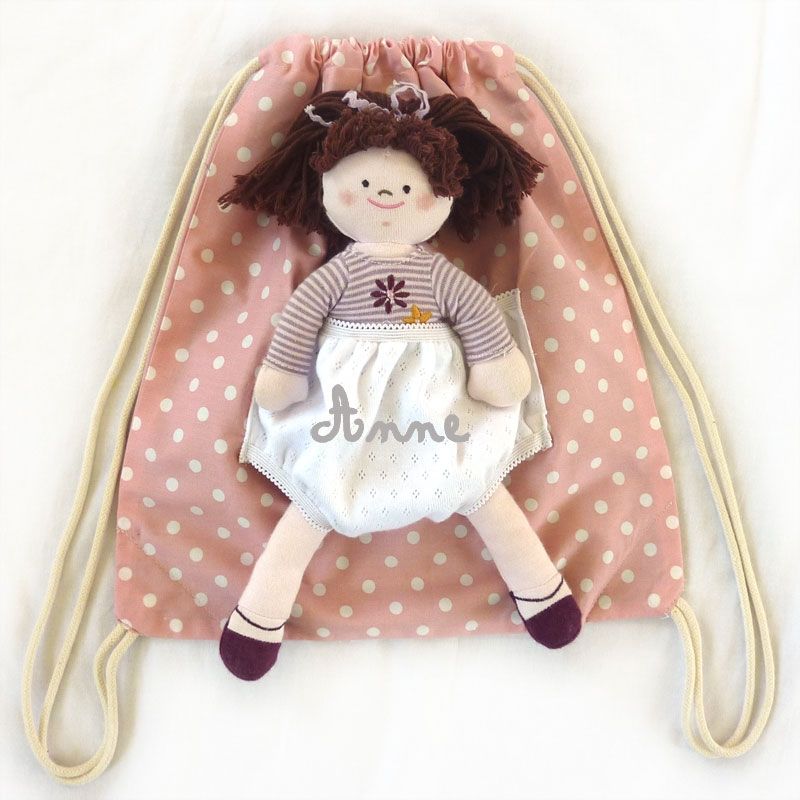 Sac à doudou rose à pois (personnalisable) Les Griottes