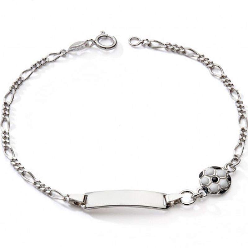 Gourmette Ballon de foot 12 + 2,5 cm (argent) Baby bijoux